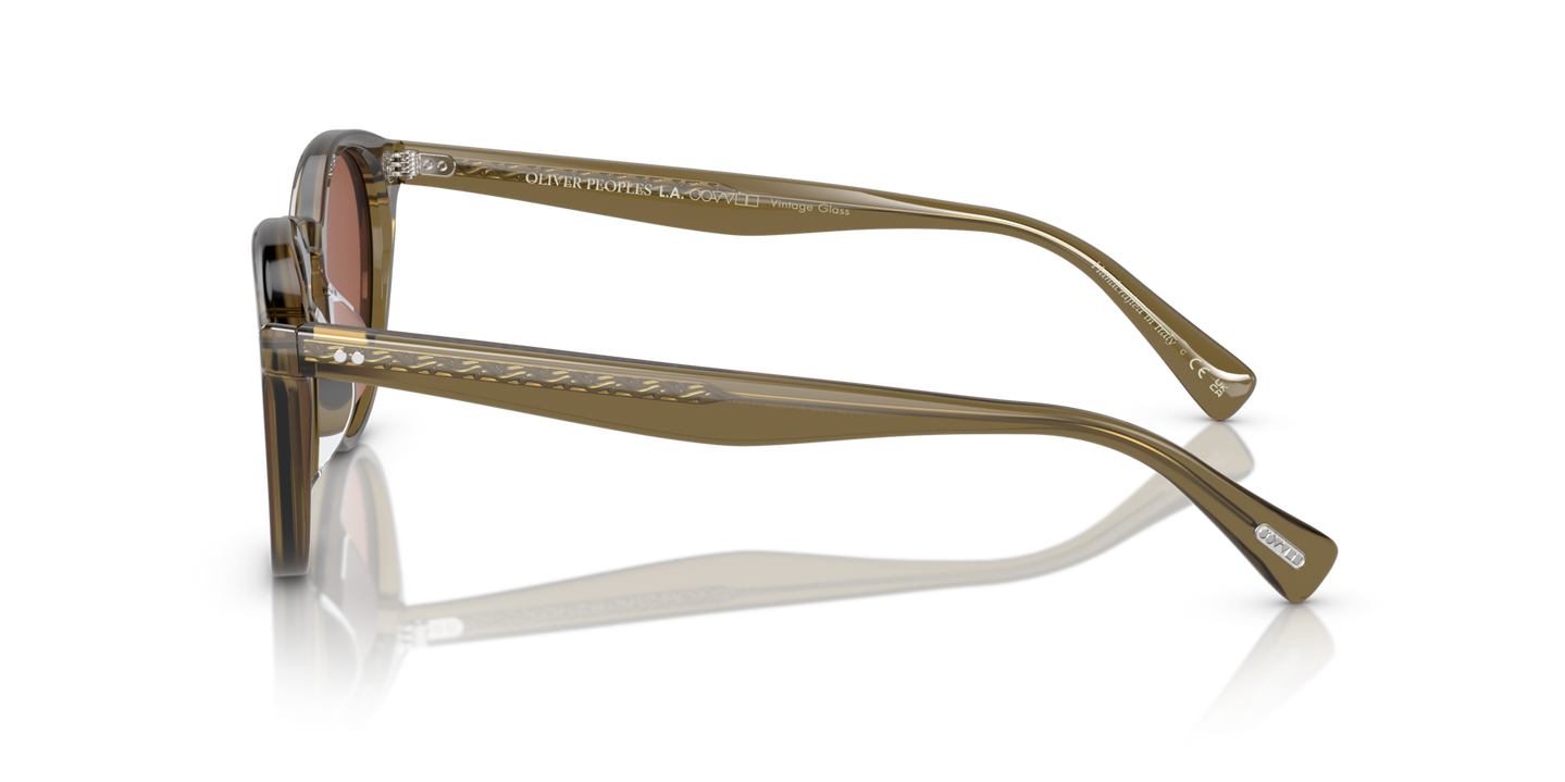 Oliver Peoples Romare Sun with Dusty Olive frame and Orange lenses - Image Genuine Pins