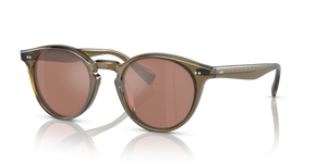 Oliver Peoples Romare Sun avec une monture Olive poudré et des verres Orange - L'image 1