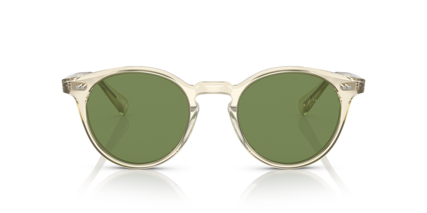 Oliver Peoples Romare Sun with Pale Citrine frame and Green lenses - Image Lenses