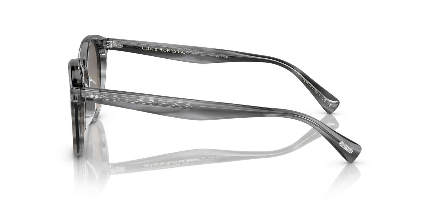 Oliver Peoples Romare Sun with Grey Textured Tortoise frame and Grey lenses - Image Genuine Pins