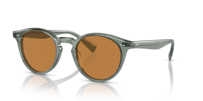 Oliver Peoples Romare Sun with Acqua frame and Cognac lenses