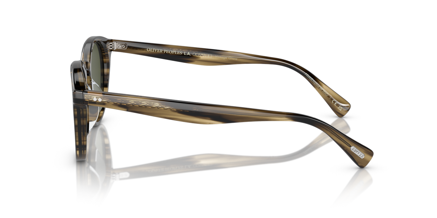 Oliver Peoples Romare Sun avec une monture Olive Smoke et des verres Vert - Image Points