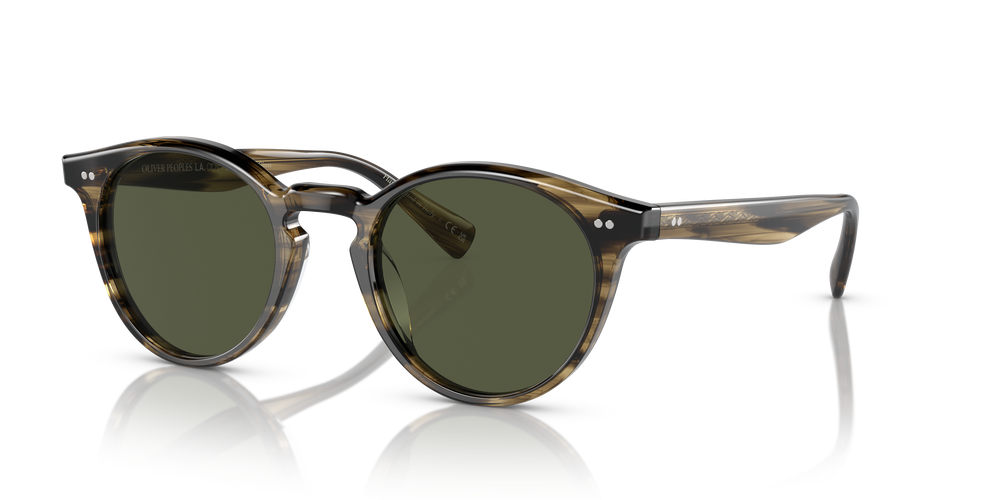 Oliver Peoples Romare Sun avec une monture Olive Smoke et des verres Vert - L'image 7