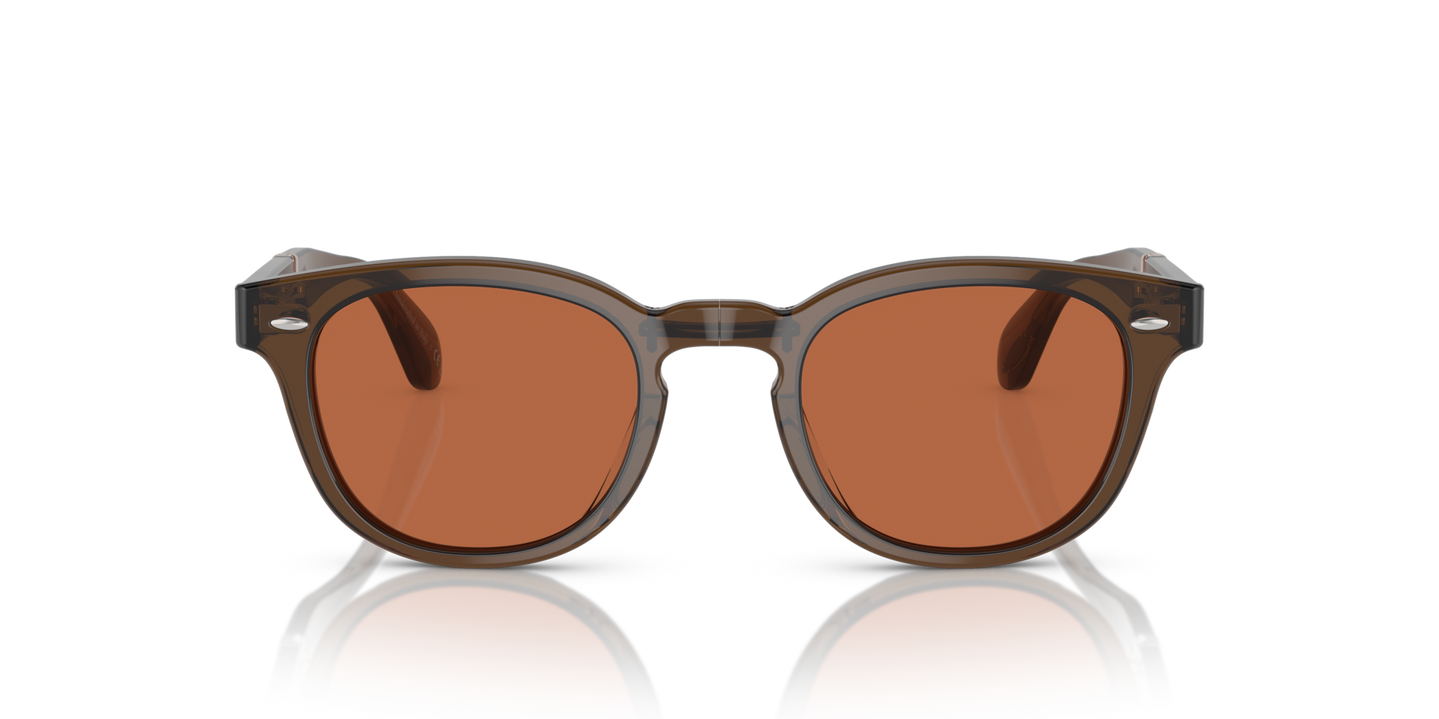 Oliver Peoples Sheldrake 1950 avec une monture Militaire foncé et des verres Orange - Image Plaques