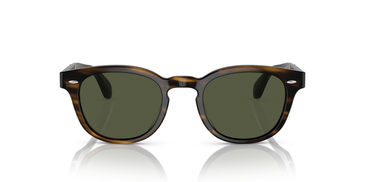 Sie Oliver Peoples Sheldrake 1950 mit Rinde Gestell und Grün Gläsern - Bild Plättchen
