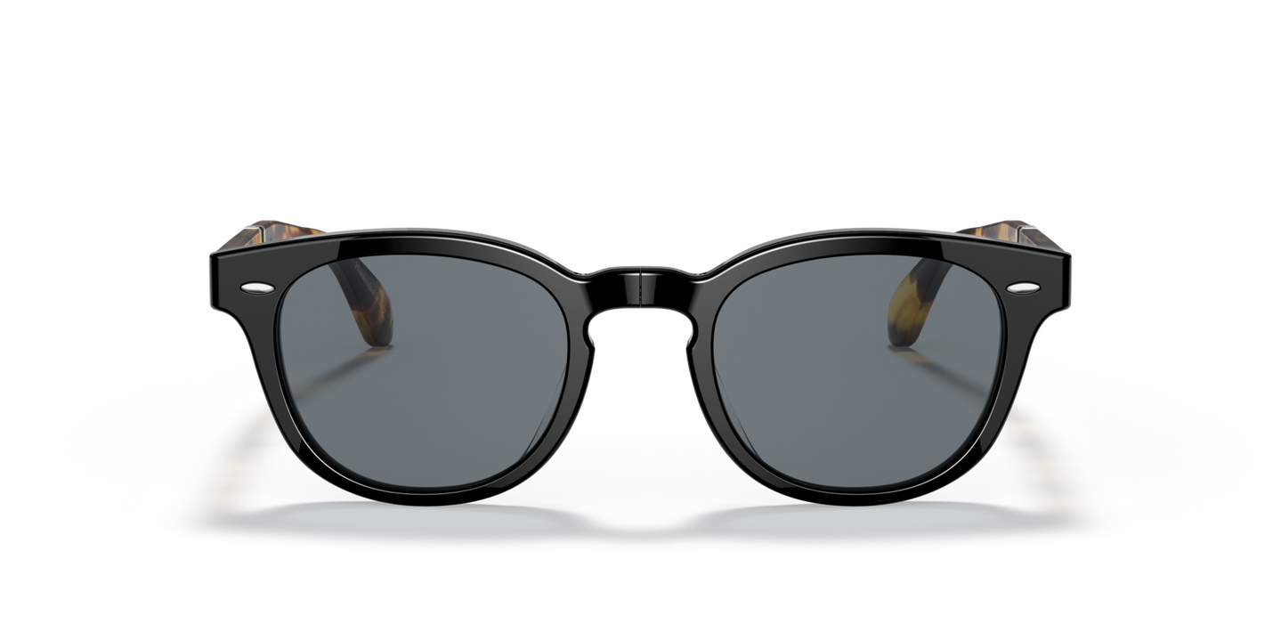 Sie Oliver Peoples Sheldrake 1950 Exclusive mit Black/YTB Gestell und Blau Gläsern - Bild Plättchen