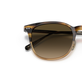 Sie Oliver Peoples Gerardo mit Canarywood Gradient/Antique Gold Gestell und Braun Gläsern - Variant