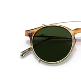 Sie Oliver Peoples Eduardo mit Honey VSB/Brushed Gold Gestell und Grün Gläsern - Variant