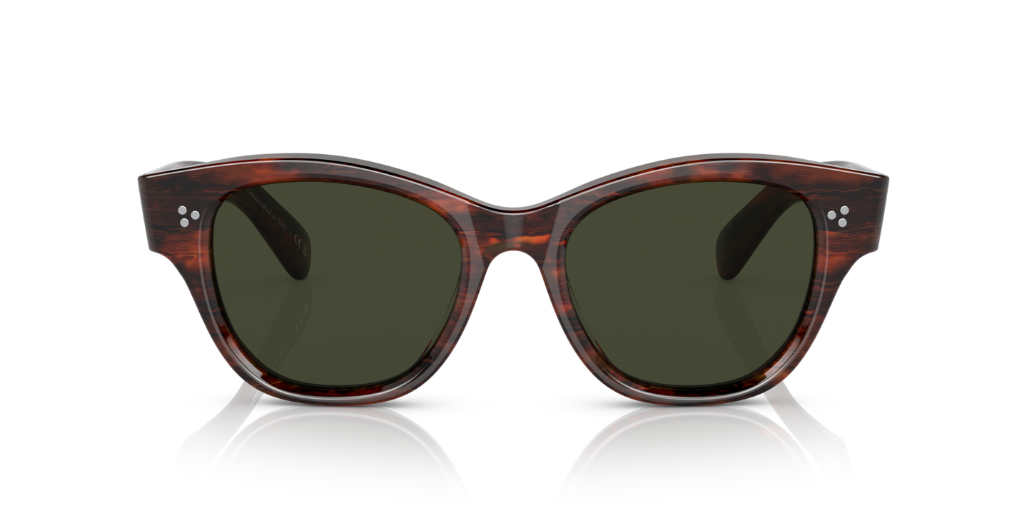 Oliver Peoples Eadie avec une monture Écaille de tortue Rouge Vintage et des verres Vert - Image Verres