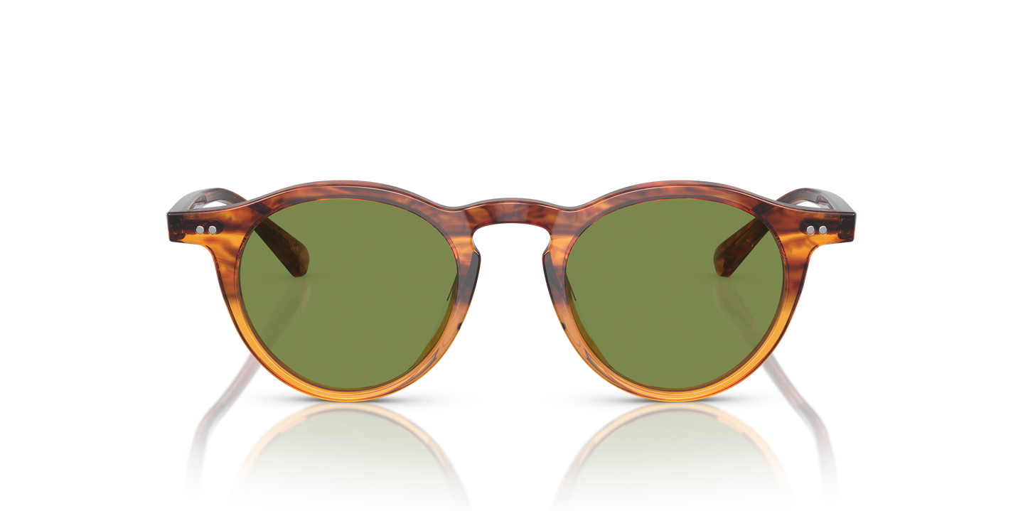 Oliver Peoples OP-13 Sun with Dark Amber Gradient frame and Green