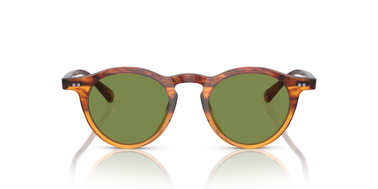 Oliver Peoples OP-13 Sun、Dark Amber Gradientフレーム、グリーンレンズ - 画像 素材