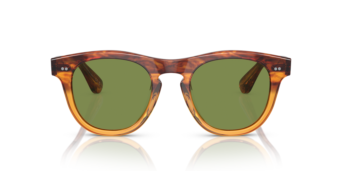 Oliver Peoples Rorke with Dark Amber Gradient frame and Green lenses - Image Material 