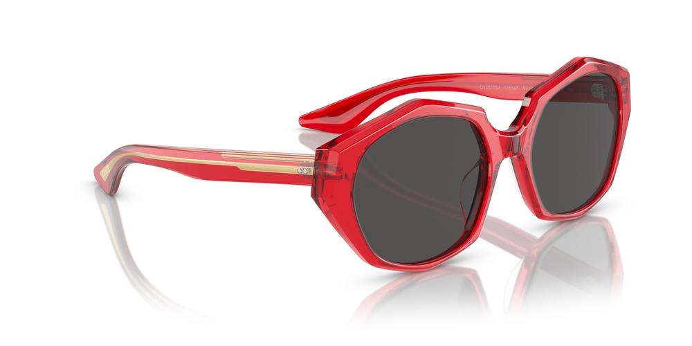 Oliver Peoples 1971C avec une monture Rouge translucide et des verres Gris - image 3