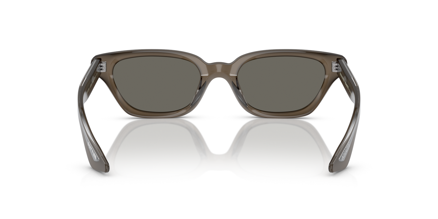 Oliver Peoples 1983C avec une monture Taupe et des verres Gris - Image Plaquettes de nez