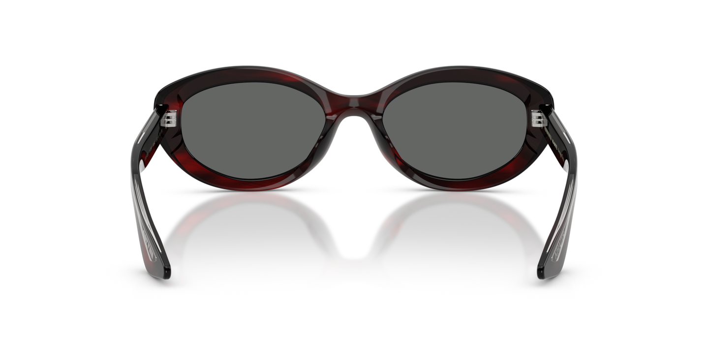 Sie Oliver Peoples 1969C mit Bordeaux Bark Gestell und Grau Gläsern - Bild Stegplättchen