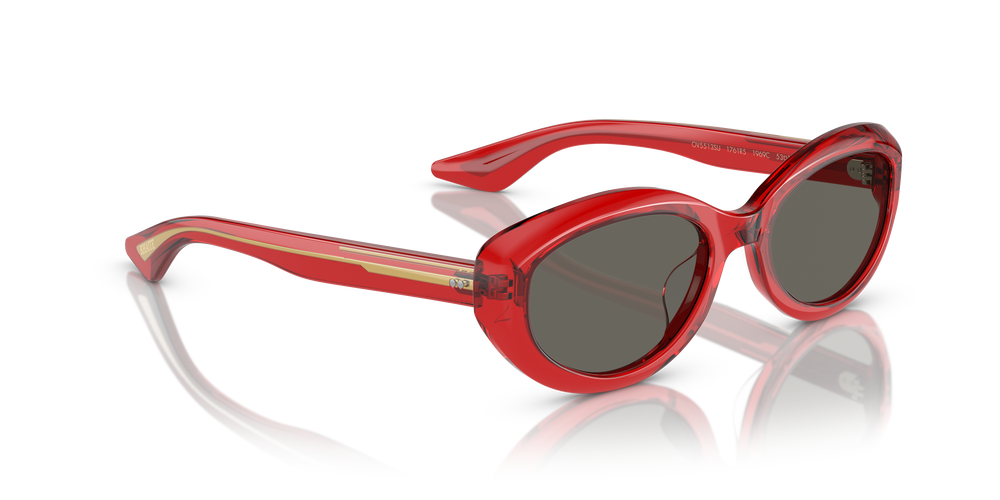 Oliver Peoples 1969C avec une monture Rouge translucide et des verres Gris - L'image 3