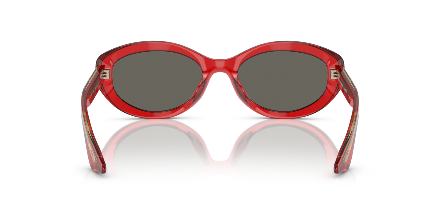 Oliver Peoples 1969C with Translucent Red frame and Grey lenses - Image Nosepads