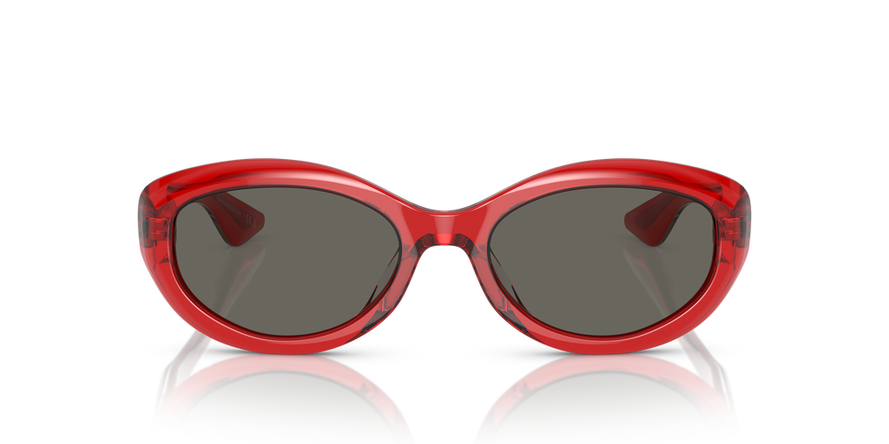 Oliver Peoples 1969C avec une monture Rouge translucide et des verres Gris - L'image 2