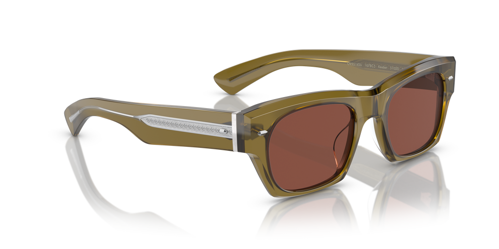 Oliver Peoples Kasdan con montatura Verde Oliva Sbiadito e lenti  Rosso - L'immagine 3
