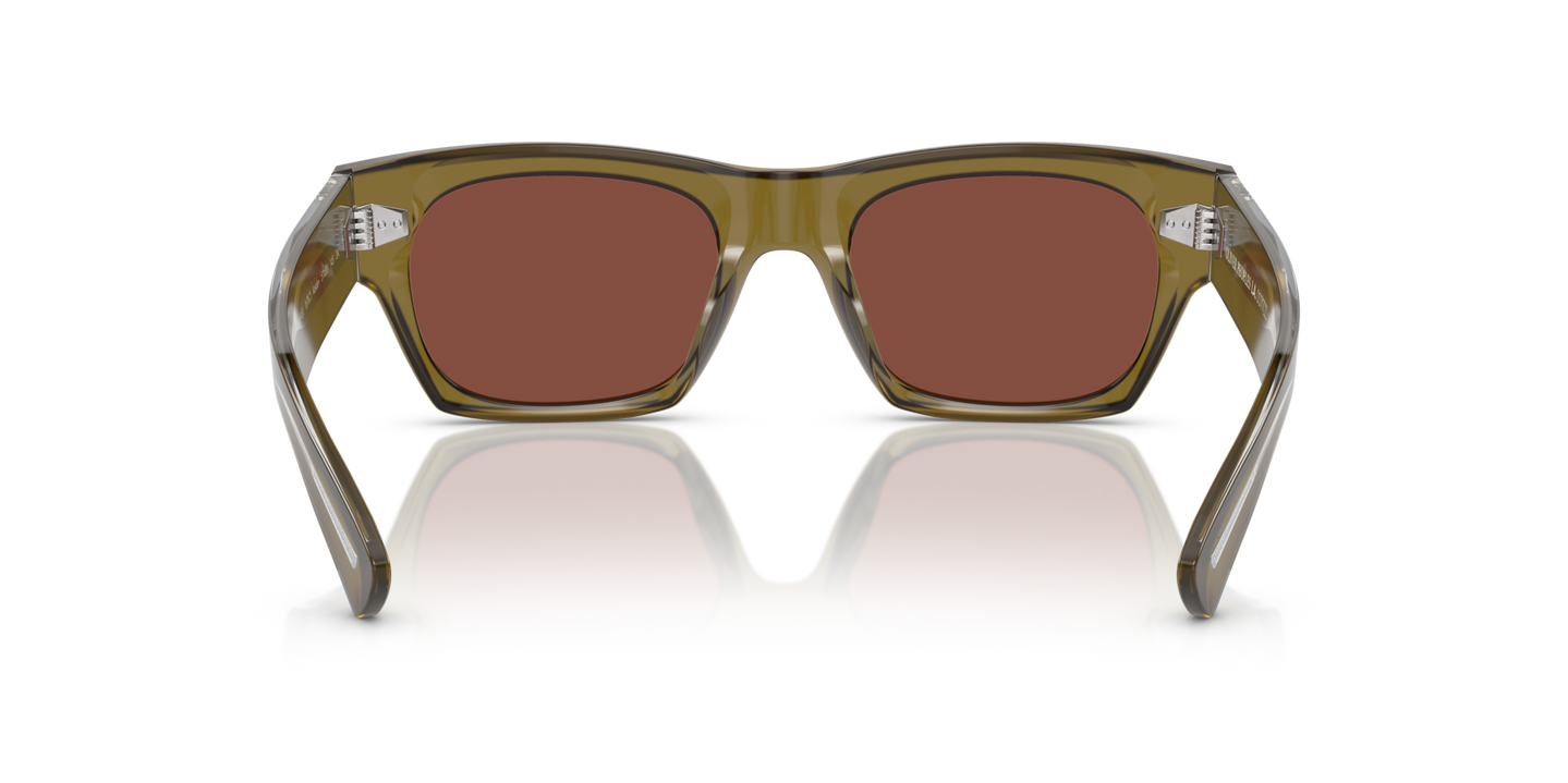 Oliver Peoples Kasdan with Dusty Olive frame and Red lenses - Image Nosepads