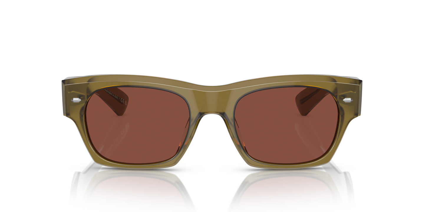 Oliver Peoples Kasdan with Dusty Olive frame and Red lenses - Image Lenses