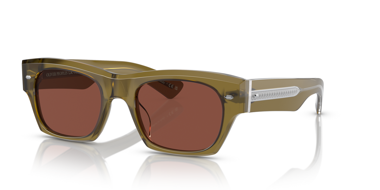 Oliver Peoples Kasdan with Dusty Olive frame and Red lenses - Image Plaque