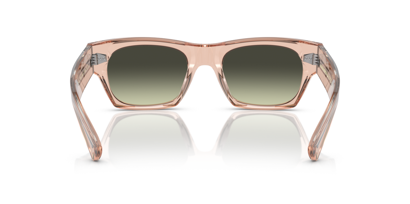 Oliver Peoples Kasdan avec une monture Champagne Quartz et des verres Vert - Image Plaquettes de nez