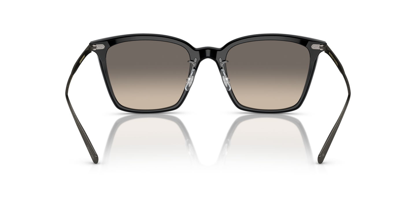 Sie Oliver Peoples Luisella mit Schwarz/Antikzinn Gestell und Grau Gläsern - Bild Stegplättchen