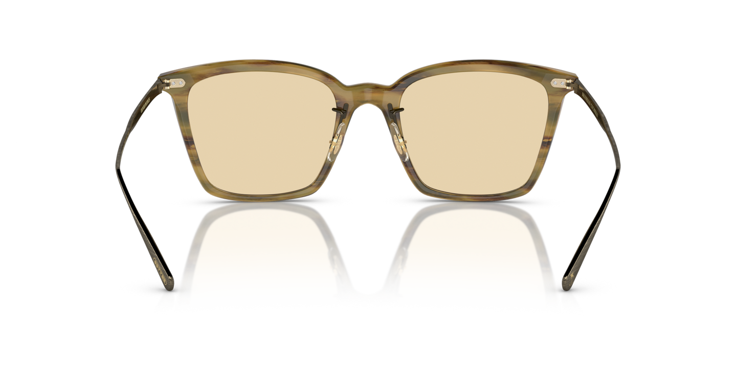 Oliver Peoples Luisella avec une monture Amaretto/Striped Honey/Antique Gold et des verres Jaune - Image Plaquettes de nez