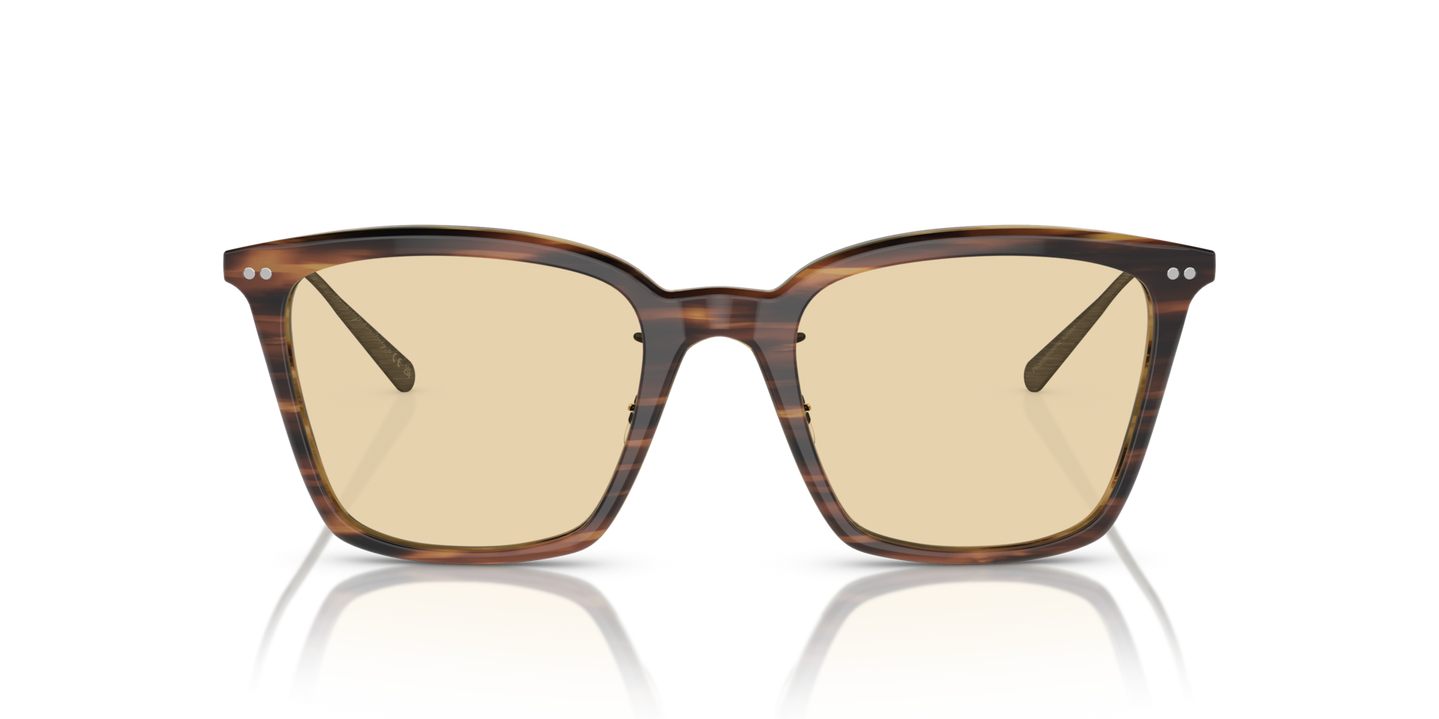 Oliver Peoples Luisella avec une monture Amaretto/Striped Honey/Antique Gold et des verres Jaune - Image Verres