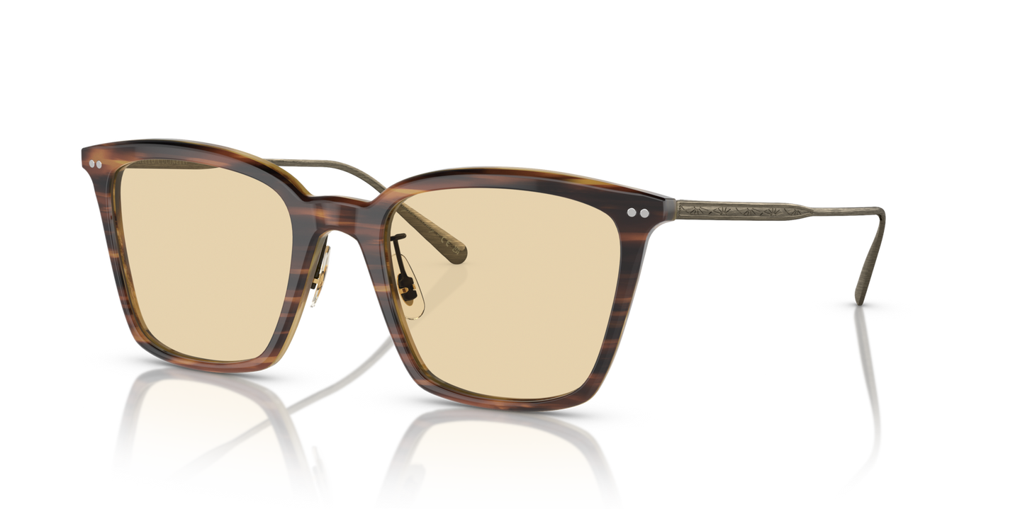 Oliver Peoples Luisella avec une monture Amaretto/Striped Honey/Antique Gold et des verres Jaune - Image Points
