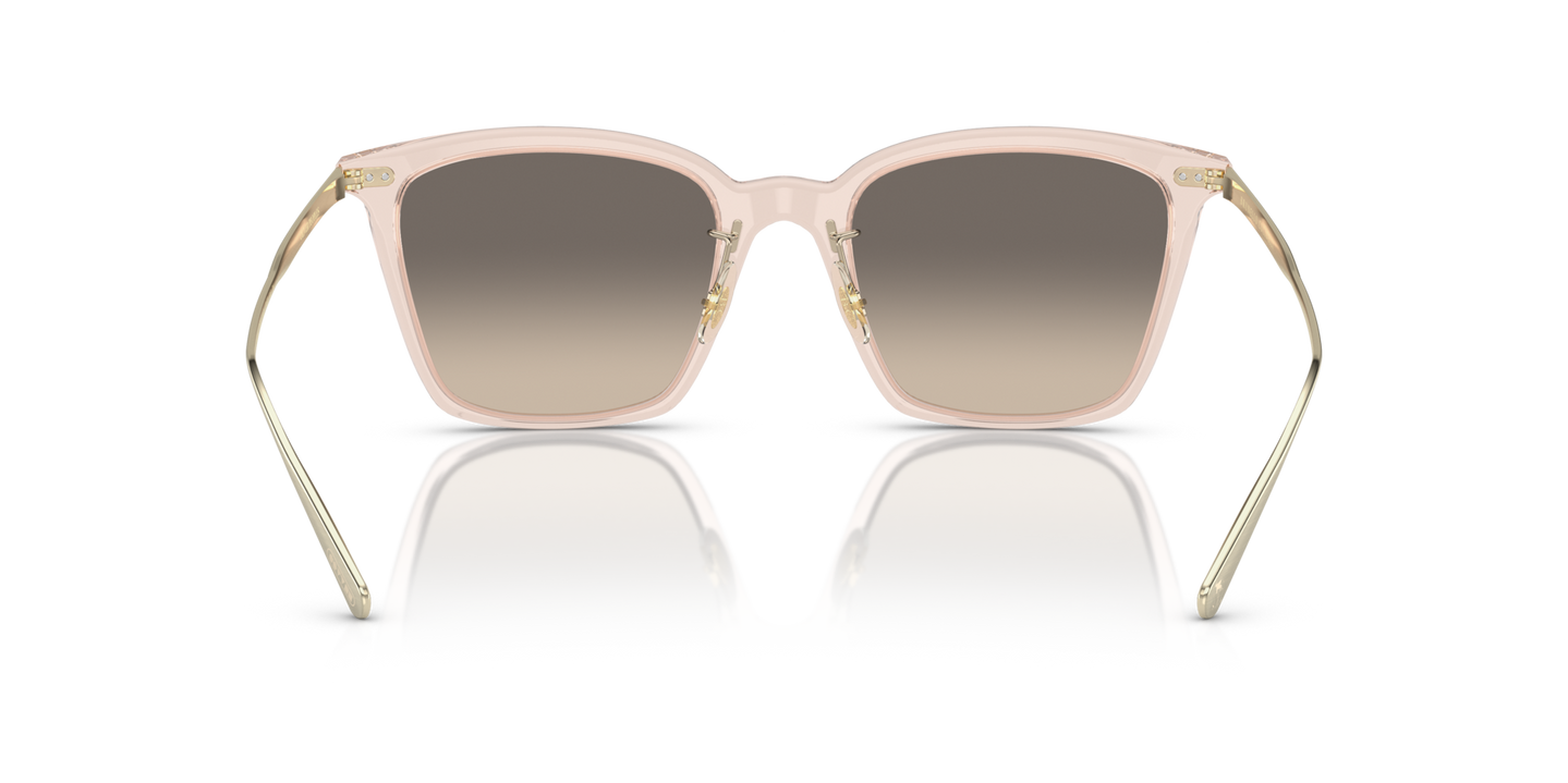 Oliver Peoples Luisella avec une monture Cipria/Brushed Gold et des verres Gris - Image Plaquettes de nez