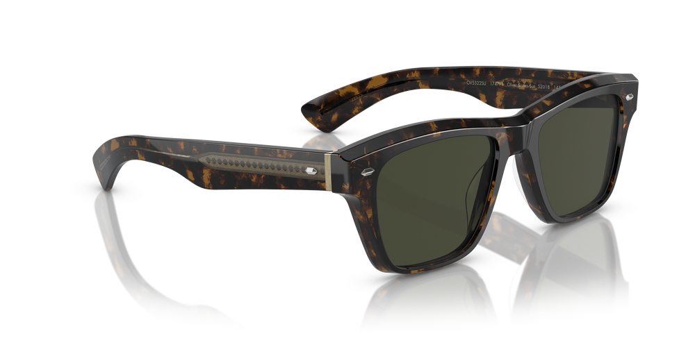 Oliver Peoples Oliver Sixties Sun with Walnut Tortoise frame and Green lenses - Image 3