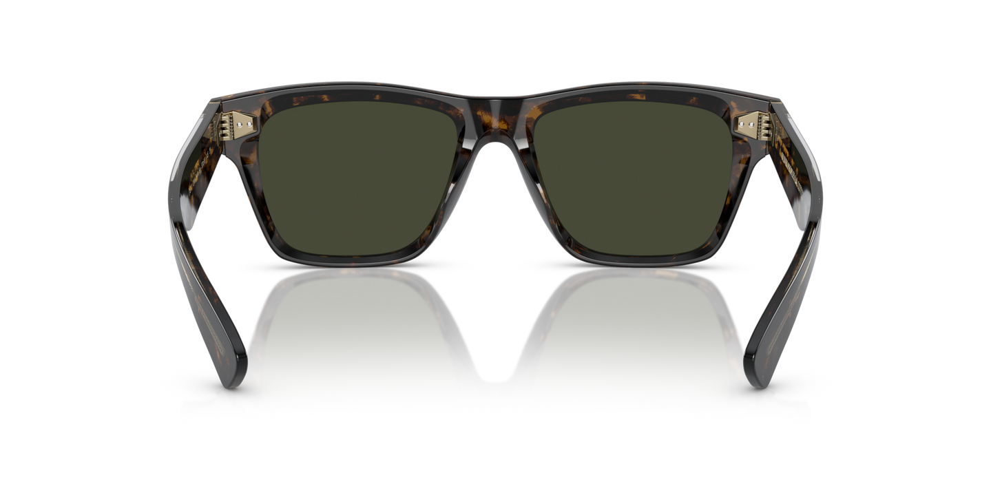Oliver Peoples Oliver Sixties Sun with Walnut Tortoise frame and Green lenses - Image Nosepads