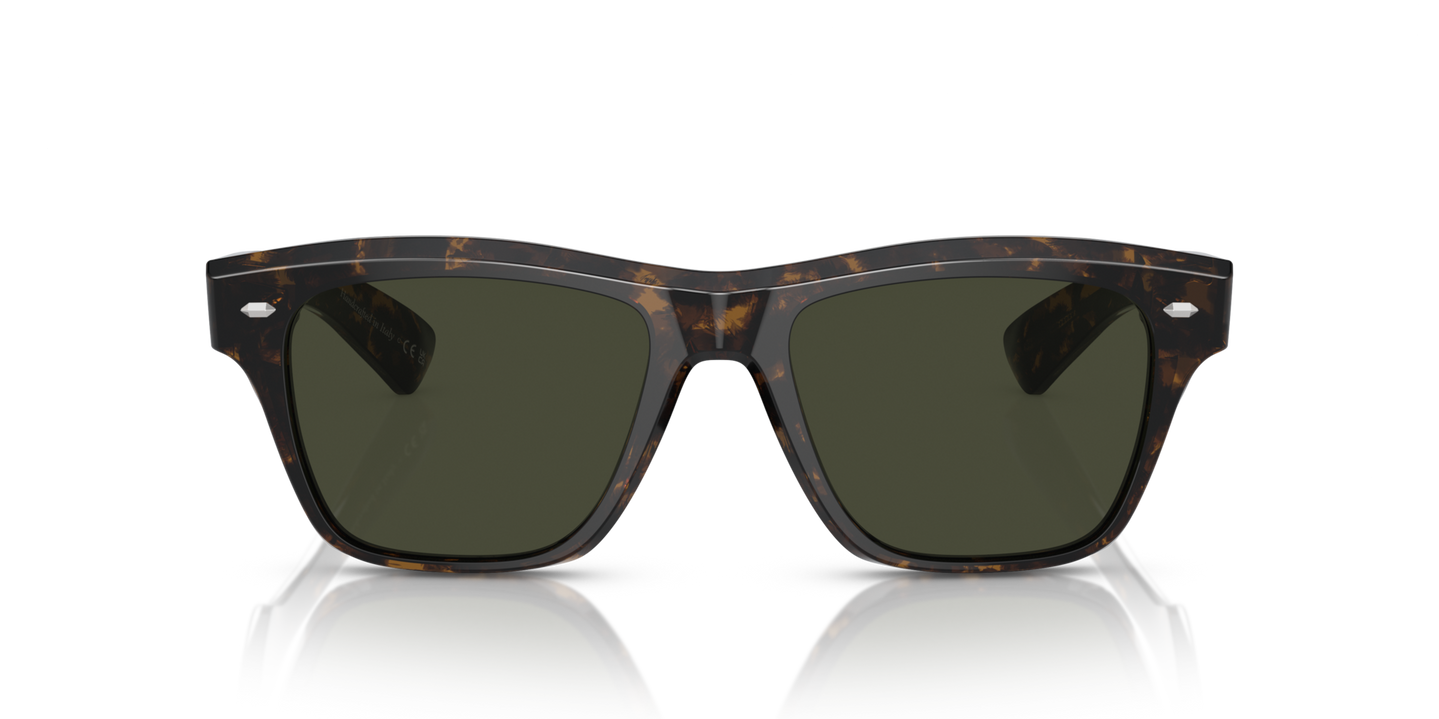 Sie Oliver Peoples Oliver Sixties Sun mit Walnut Tortoise Gestell und Grün Gläsern - Bild Gläser