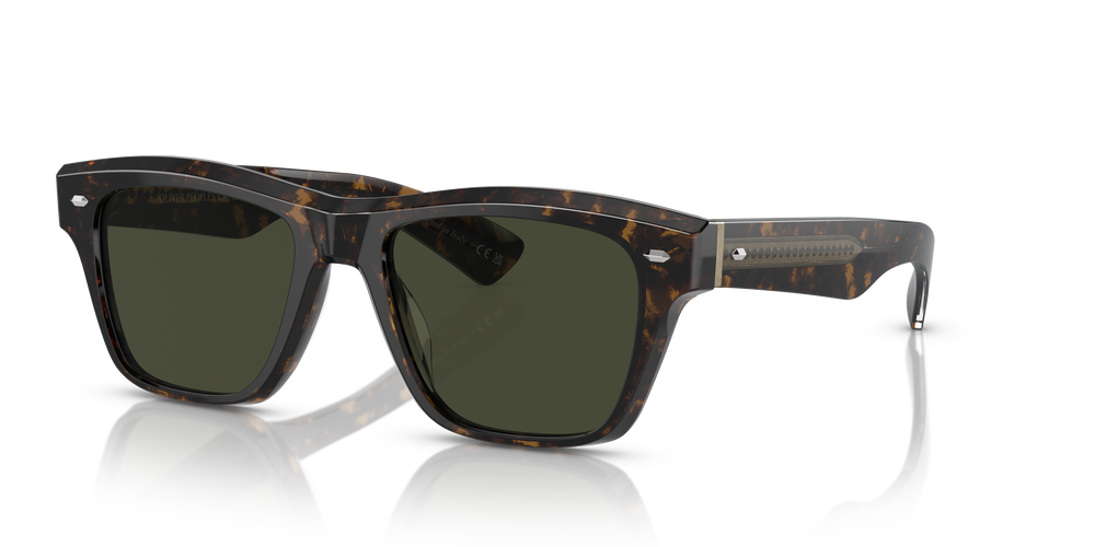 Oliver Peoples Oliver Sixties Sun with Walnut Tortoise frame and Green lenses - Image 1