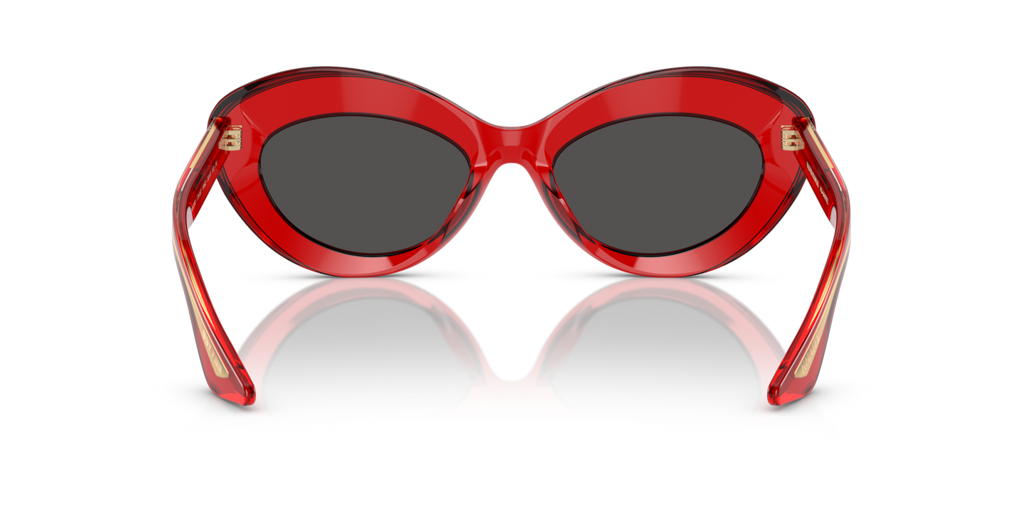Oliver Peoples 1968C with Translucent Red frame and Grey lenses - Image Nosepads