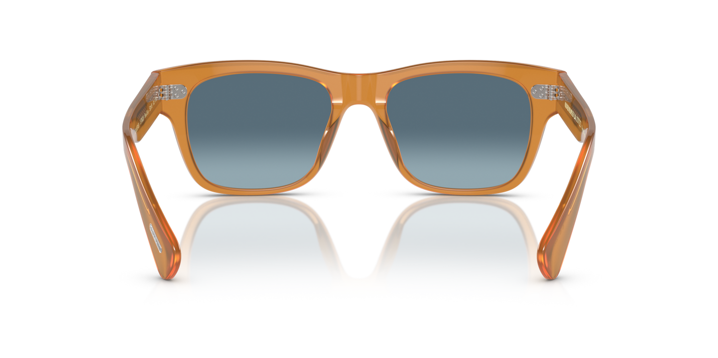 Oliver Peoples Birell Sun with Amber frame and Blue lenses - Image Nosepads