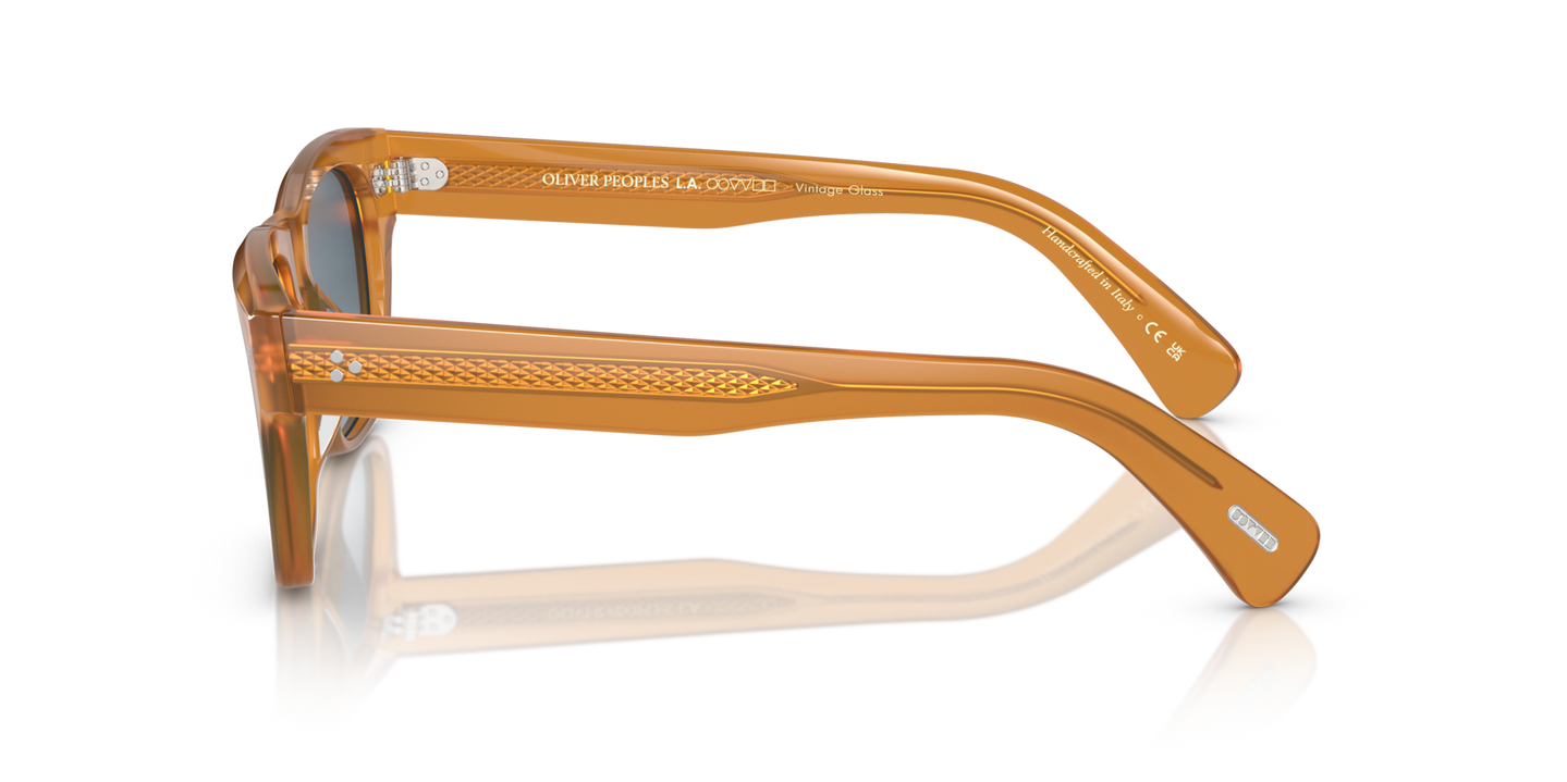 Oliver Peoples Birell Sun with Amber frame and Blue lenses - Image Corewire