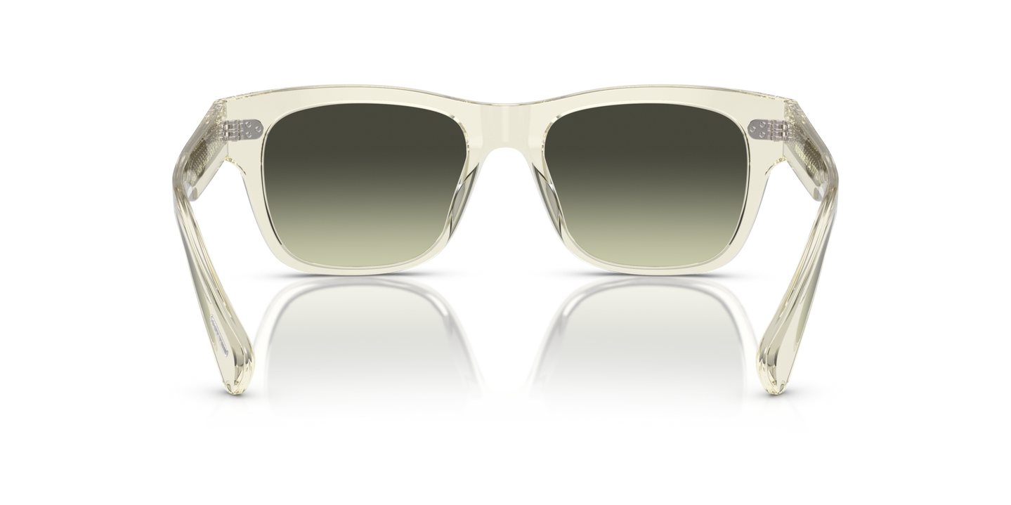 Sie Oliver Peoples Birell Sun mit Pale Citrine Gestell und Grün Gläsern - Bild Stegplättchen