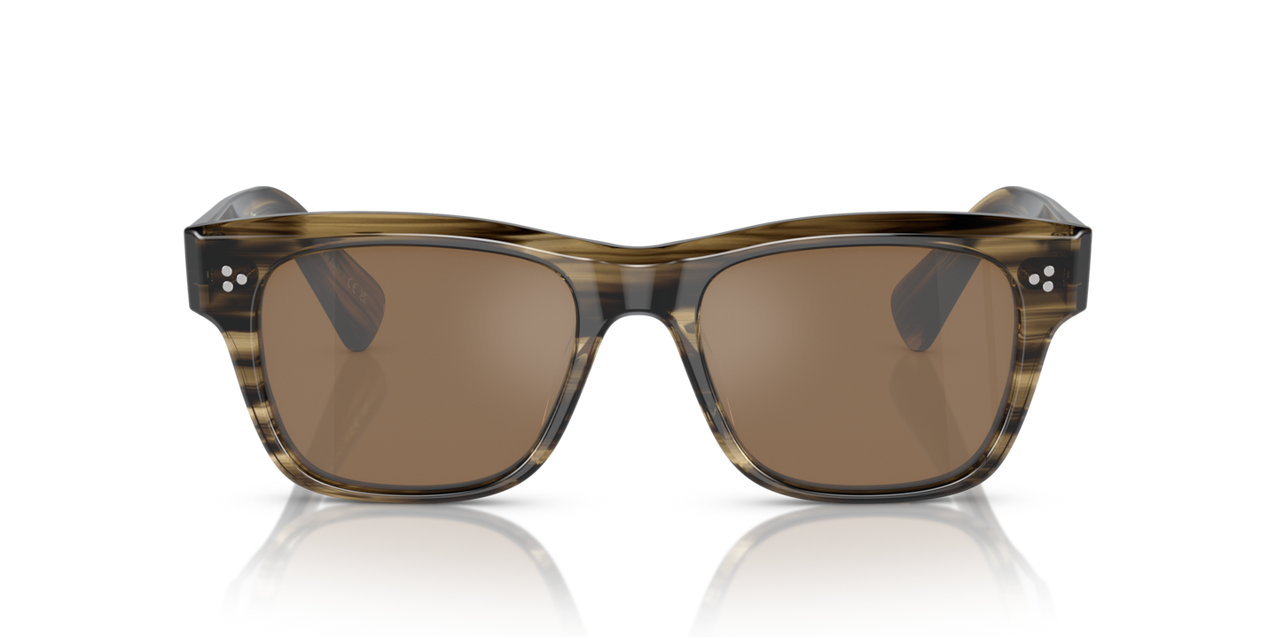 Oliver Peoples Birell Sun with Olive Smoke frame and Brown lenses - Image Lenses