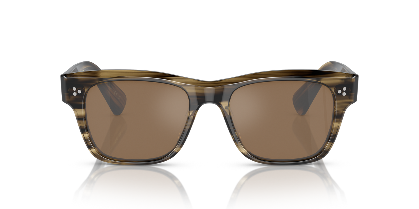 Oliver Peoples Birell Sun with Olive Smoke frame and Brown lenses - Image Lenses
