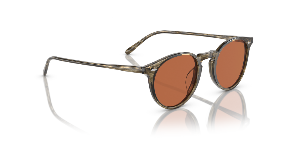 Oliver Peoples N.02 Sun con montatura Bark verde oliva tenue e lenti  Arancione - L'immagine 3