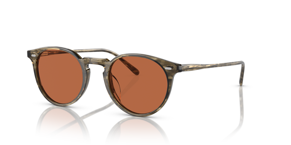 Oliver Peoples N.02 Sun with Soft Olive Bark frame and Orange lenses - Image 1