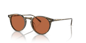 Oliver Peoples N.02 Sun with Soft Olive Bark frame and Orange lenses - Image 1