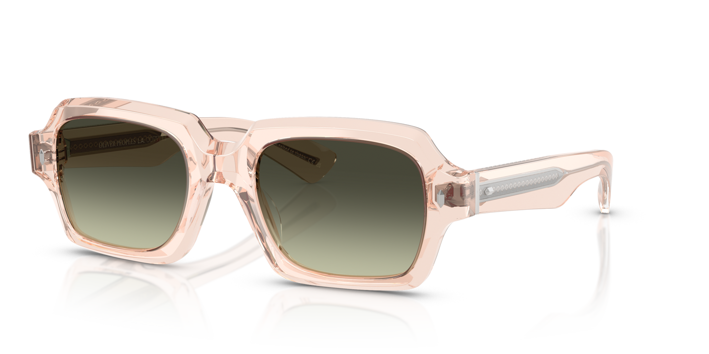Oliver Peoples Devaney 18k with Cherry Blossom frame and Green lenses - Image Precious Gold Plated Metal