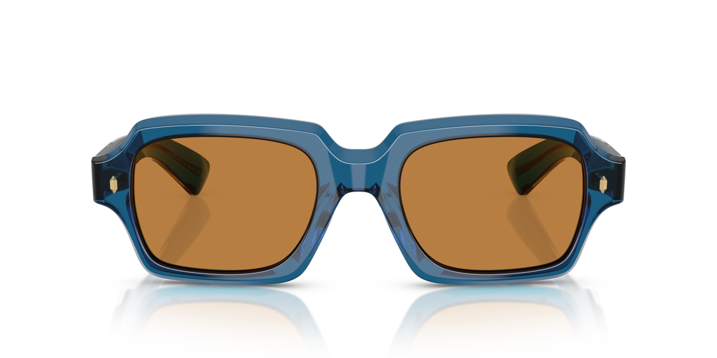 Oliver Peoples Devaney 18k with Translucent Blue frame and Brown lenses - Image Premium Material
