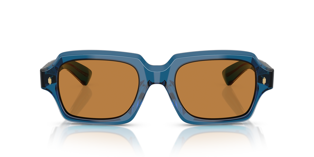 Oliver Peoples Devaney 18k avec une monture Bleu Translucide et des verres Brun - L'image 2