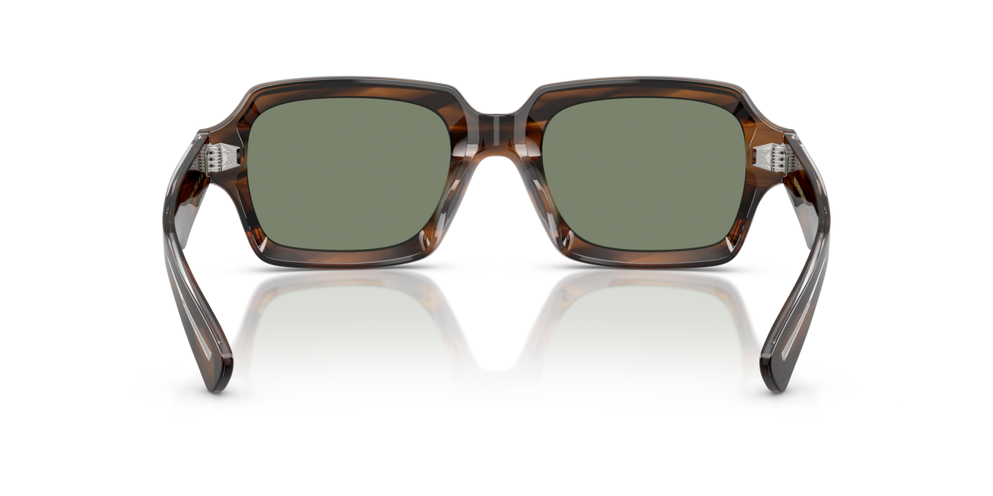 Sie Oliver Peoples Devaney 18k mit Barchan Gestell und Grün Gläsern - Bild Stegplättchen