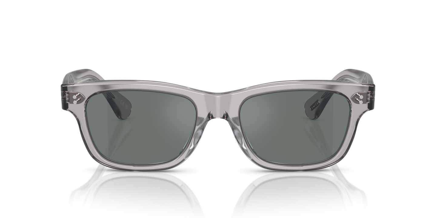 Oliver Peoples Rosson Sun with Workman Grey frame and Blue lenses - Image Lenses